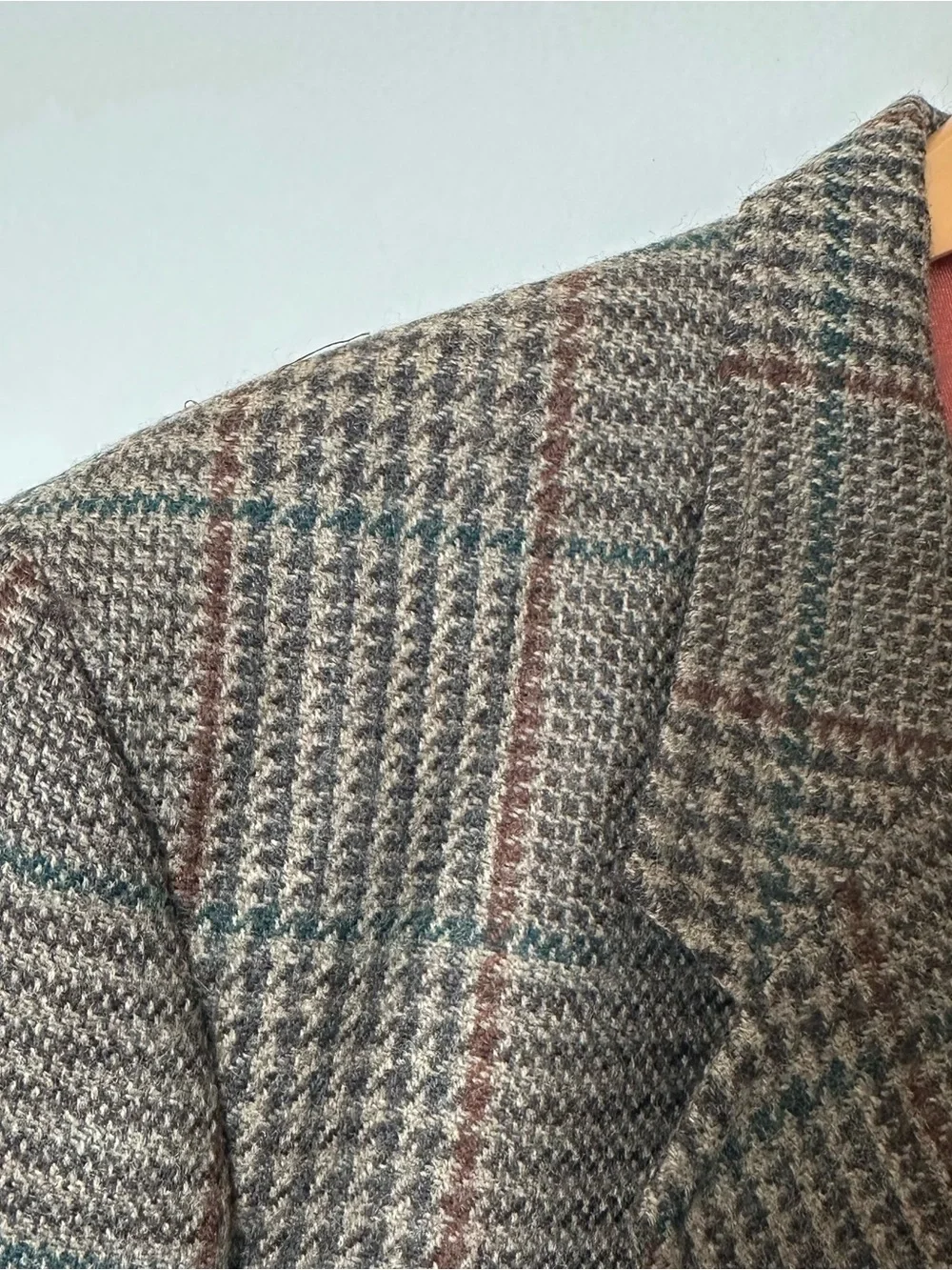 Brown plaid and houndstooth tweed blazer